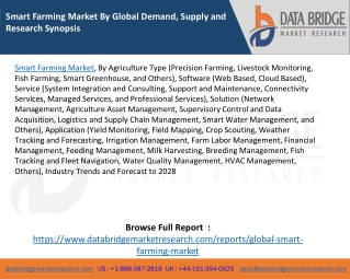 Smart Farming Market By Global Demand, Supply and Research Synopsis