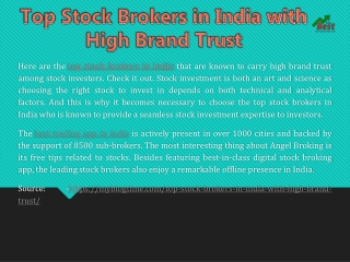 Top Stock Brokers in India with High Brand Trust