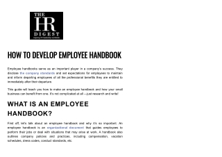 The Essentials for Creating an Employee Handbook