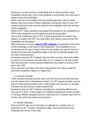 Five Ways Your OPT Job Can Give You A Competitive Edge
