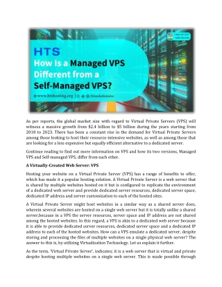 How Is a Managed VPS Different from a Self-Managed VPS