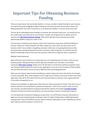 Important Tips For Obtaining Business Funding