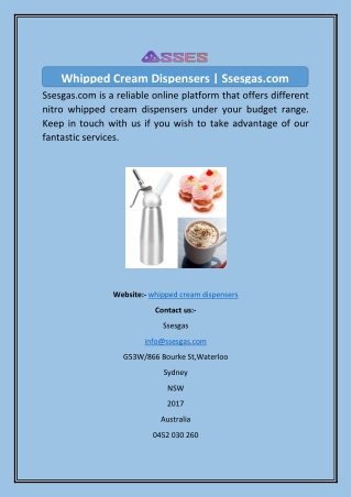 Whipped Cream Dispensers Ssesgas