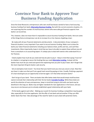 Convince Your Bank to Approve Your Business Funding Application