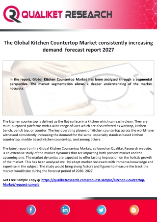 Global Kitchen Countertop Market qualiket research analysis report 2027