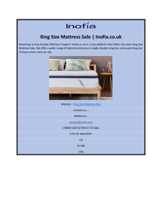 King Size Mattress Sale | Inofia.co.uk