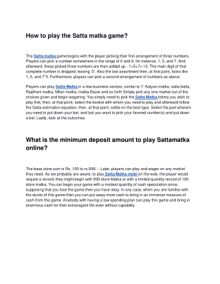 Satta Matka