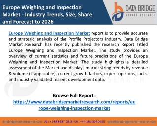 Europe Weighing and Inspection Market Analysis with Size and Key Manufacturers