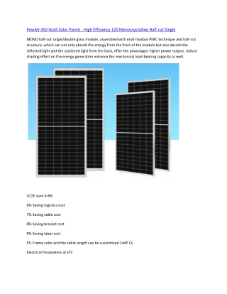 PowMr 450 Watt Solar Panels