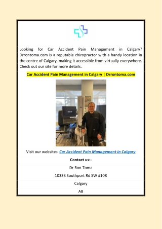 Car Accident Pain Management in Calgary | Drrontoma.com