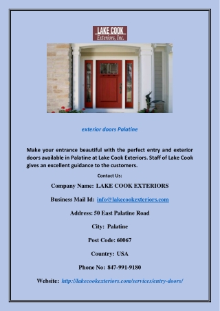 Entry and Exterior Doors in Palatine by Lake Cook Exteriors