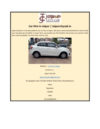 Car Hire in Jaipur | Jaipurcitycab.in