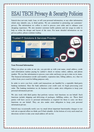 ESAI TECH Privacy & Security Policies