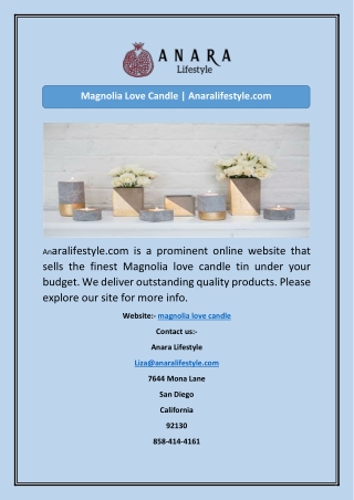 Magnolia Love Candle Anaralifestyle