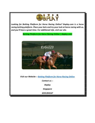 Betting Platform for Horse Racing Online  8nplay.com