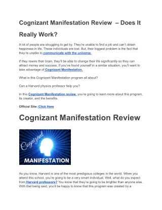 Cognizant Manifestation Review  – Does It Really Work_