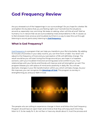 God Frequency Review