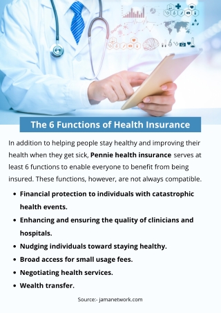 The 6 Functions of Health Insurance