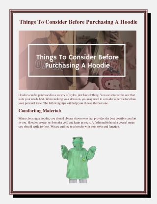 Things To Consider Before Purchasing A Hoodie