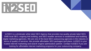 White Label SEO Company - In2SEO