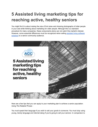 5 Assisted living marketing tips for reaching active, healthy seniors