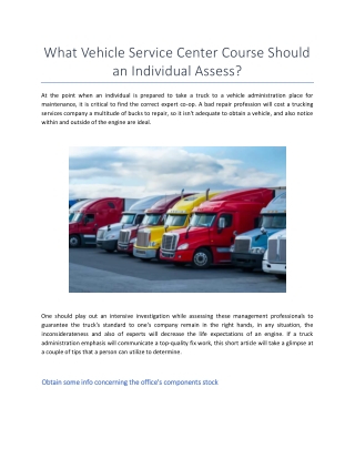 What Vehicle Service Center Course Should an Individual Assess?