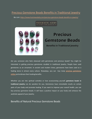 Precious Gemstone Beads Benefits in Traditional Jewelry
