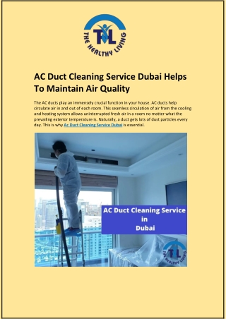 AC Duct Cleaning Service Dubai Helps To Maintain Air Quality