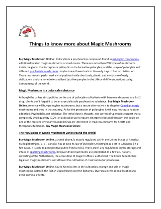 Things to know more about Magic Mushrooms