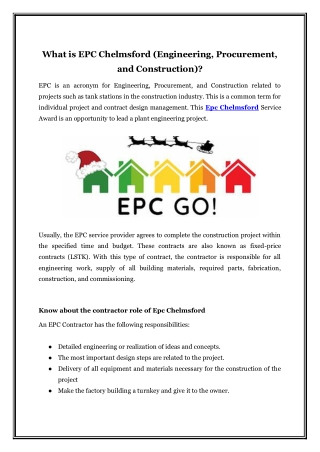 What is EPC Chelmsford (Engineering, Procurement, and Construction)?