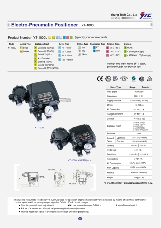 YT-1000L Electro Pneumatic positioner Supplier and Traders Catalouge