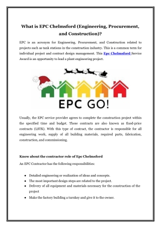 What is Epc Chelmsford (Engineering, Procurement, and Construction)