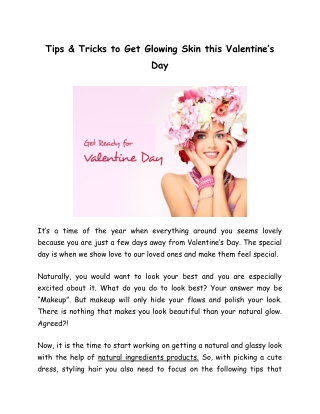 Valentine's Day Get Glowing Skin to Look Beautiful