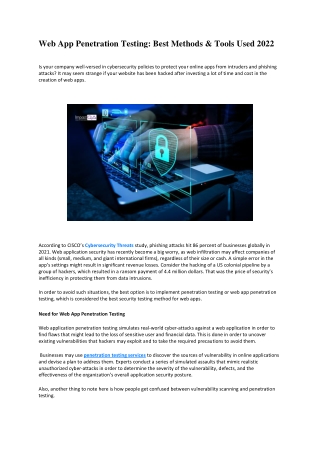 Web App Penetration Testing Best Methods Tools Used
