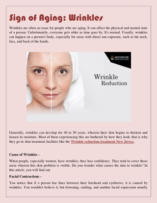 Sign of Aging - Wrinkles