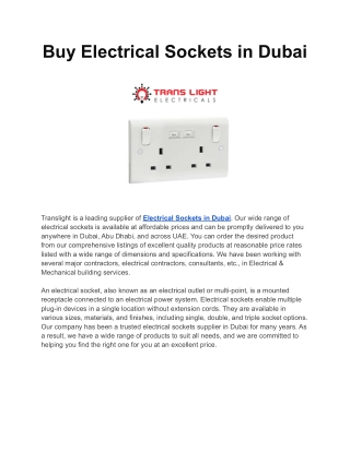 Buy Electrical Sockets in Dubai