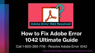 Call 1-800-385-7116 - Resolve Adobe Error 1042 Ultimate Guidance