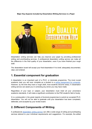Major Key Aspects Included by Dissertation Writing Services in a Paper