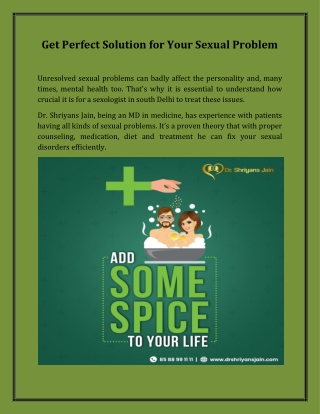 Get Perfect Solution for Your Sexual Problem