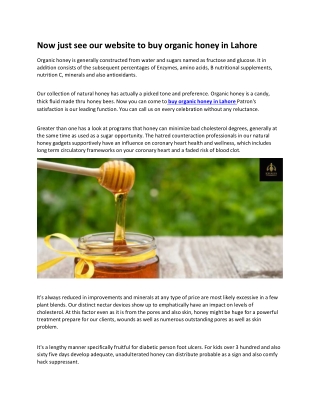 Now just see our website to buy organic honey in Lahore