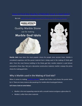 How to Find the Quality of Marble Used in God Idols?