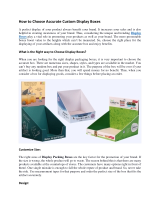 How to Choose Accurate Custom Display Boxes