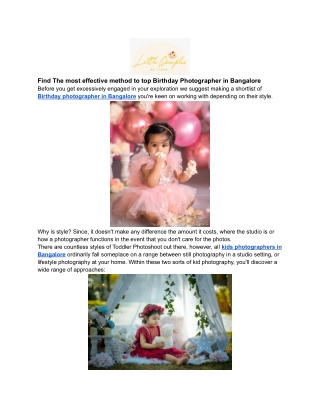 Find The most effective method to top Birthday Photographer in Bangalore