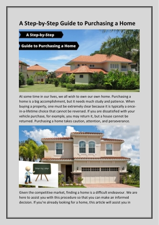 A Step-by-Step Guide to Purchasing a Home