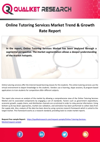 Online Tutoring Services Market Report Analysis, Forecast-2027