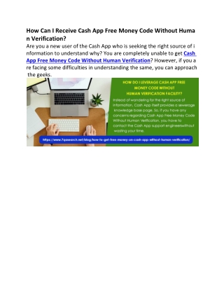 How Can I Receive Cash App Free Money Code Without Human Verification?