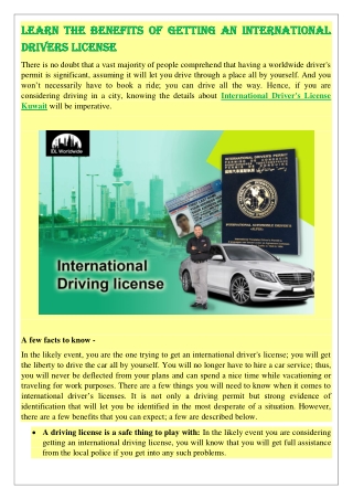 Learn The Benefits Of Getting An International Drivers License