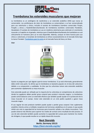 Trembolona los esteroides musculares que mejoran