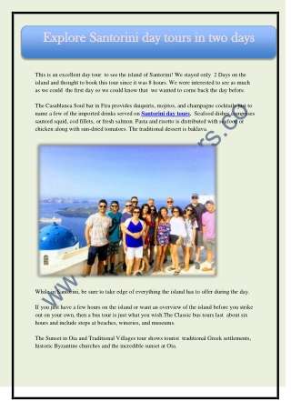 Explore Santorini day tours in two days