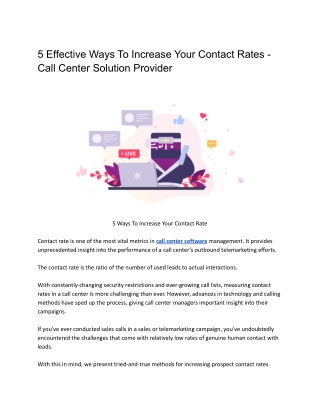 5 Effective Ways To Increase Your Contact Rates - Call Center Solution Provider